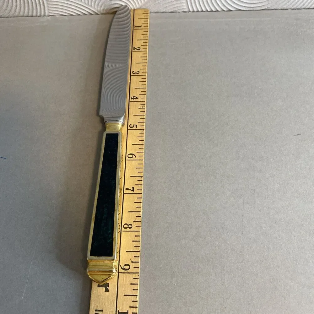 Yamazaki‎ Krystallos Blue Gold Accent Stainless Flatware Dinner Knife Japan